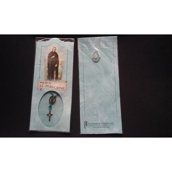 St Peregrine  Medal Pendant and  Crucifix with Medal on Chain - Picture 1 of 5